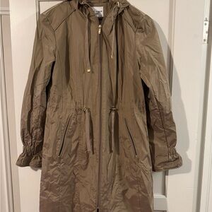 Tan Cole Haan Hooded Raincoat
